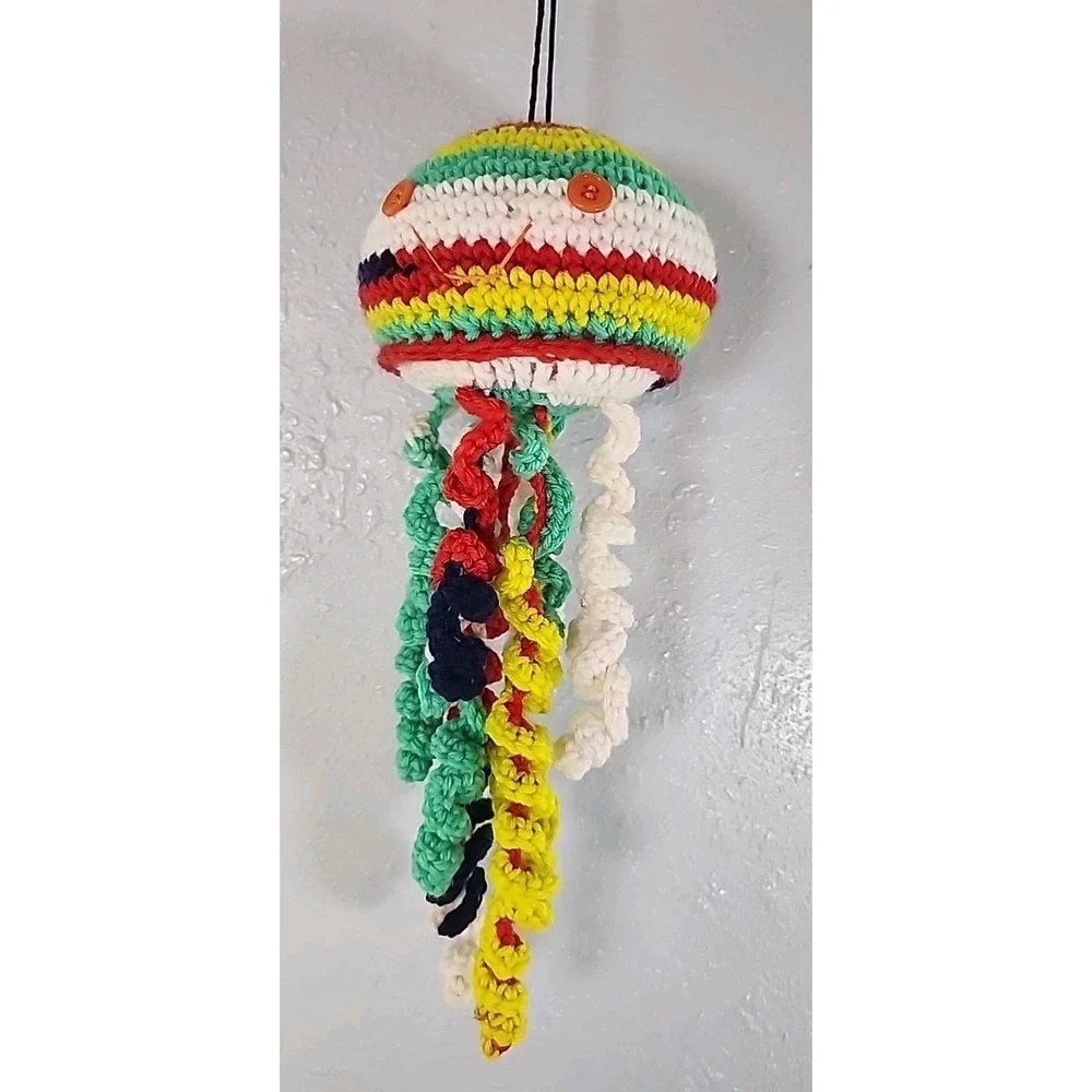 Jellyfish Handmade Crochet multi color  jelly fish gradient Red Green Yellow etc